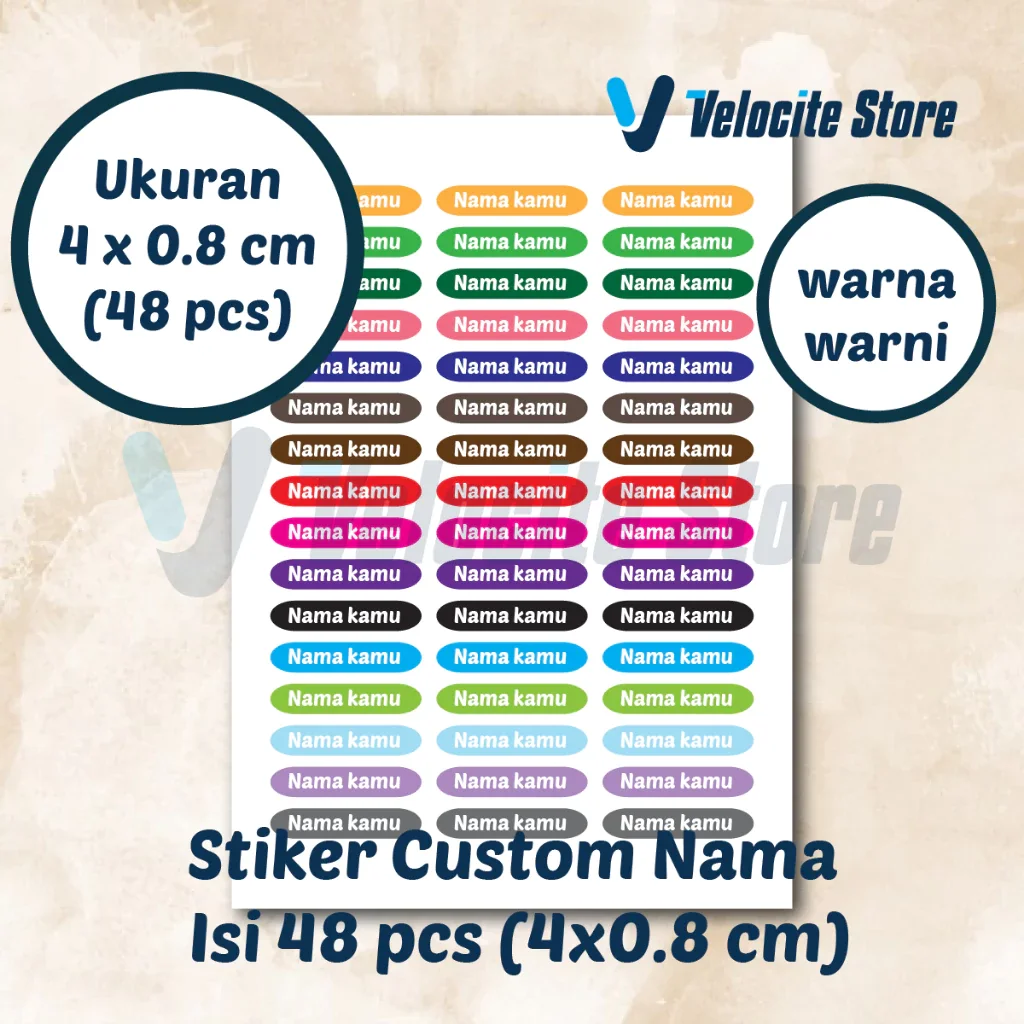Stiker custom nama Velocite Store