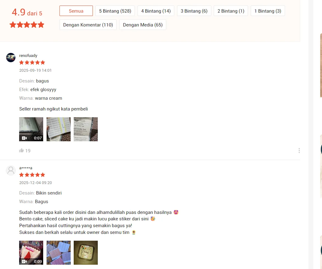 Screenshot review Shopee Velocite Store